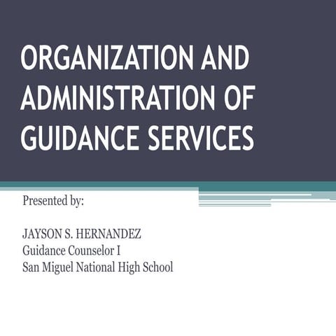 Org & admin of guidance & counseling program