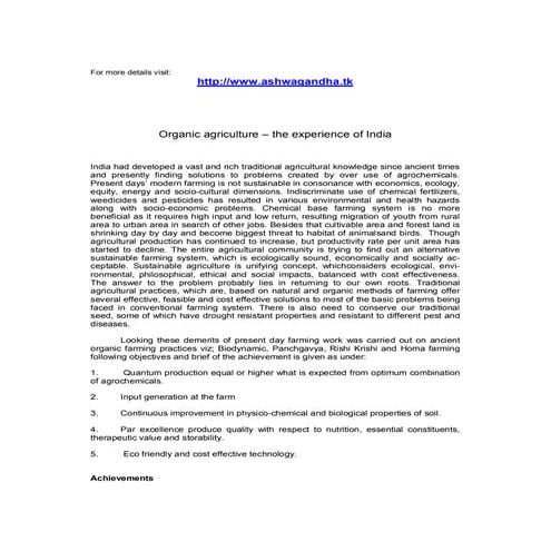 Organic agriculture india