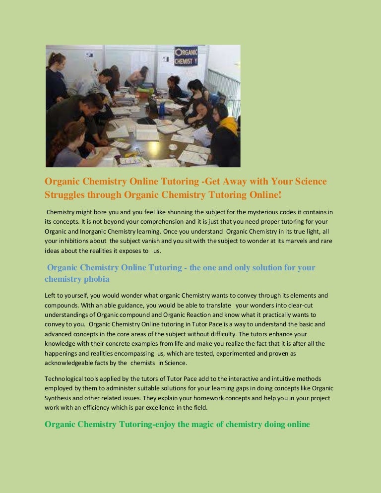 Organic chemistry online tutoring
