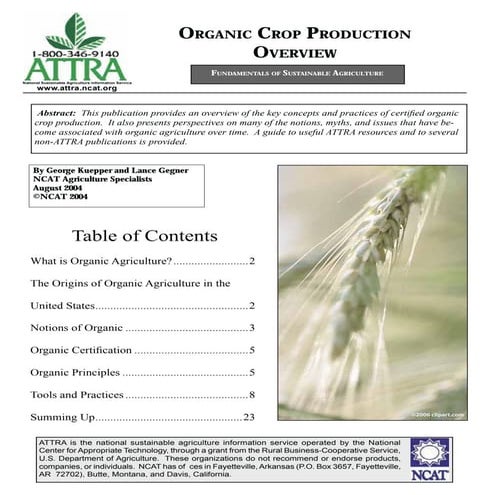 Organic Crop Production Overview