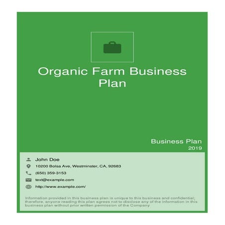 Organic farm business plan example