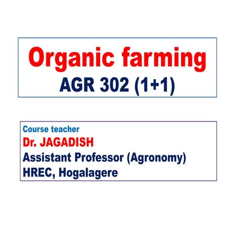 Core 2- Introduction to Organic Agriculture | PDF