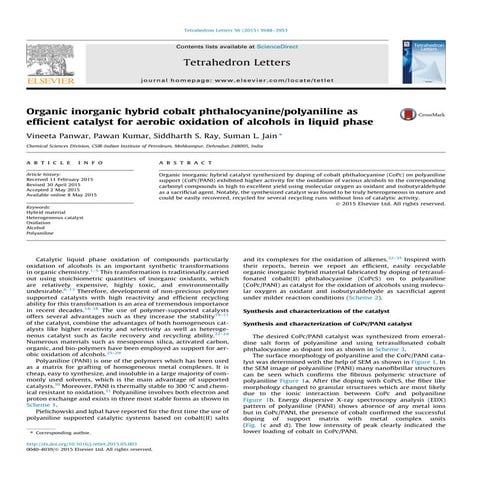 Organic inorganic hybrid cobalt phthalocyanine/polyaniline as efficient catal...