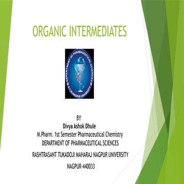 ORGANIC INTERMEDIATES (Carbocation,Carboanion,Free radicals,Carbenes,Nitrenes...