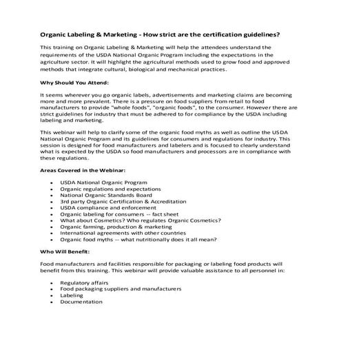 Organic labeling | PDF
