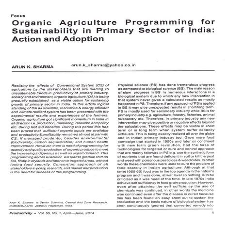 Organic agriculture promotion policy in India | PDF