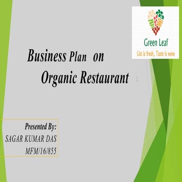 Organic restaurant business plan
