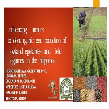 Organic seed production systems for field legumes and lowland vegetables
