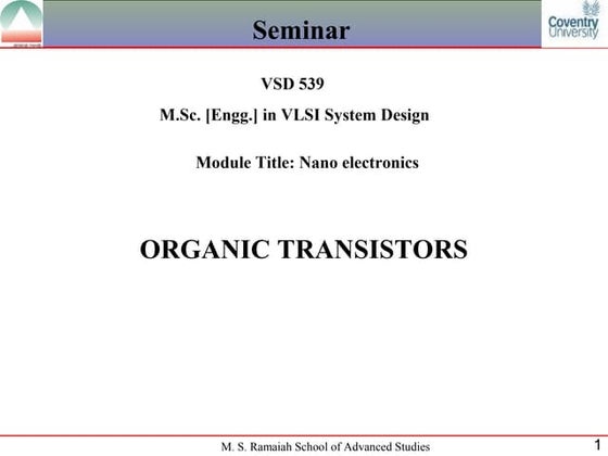 Organic Field Effect Transistor | PDF | Chemistry | Science