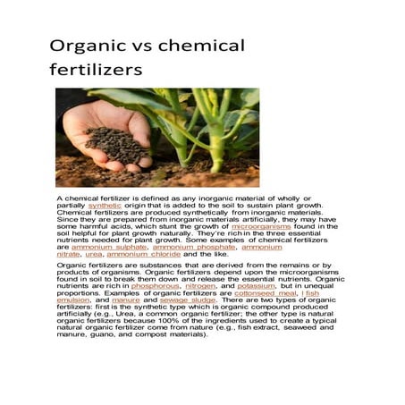 Organic vs chemical  fertilizers
