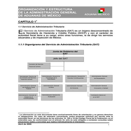 Organigrama sistema aduanero