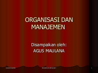 Organisasi Dan Manajemen