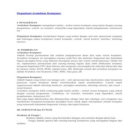 Organisasi Arsitektur komputer 