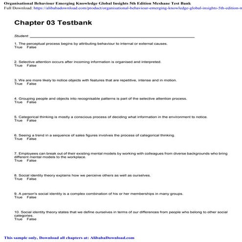 Organisational Behaviour Emerging Knowledge Global Insights 5th Edition Mcsha...