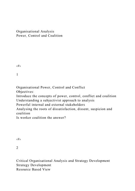 Organisational AnalysisPower, Control and Coalition.docx