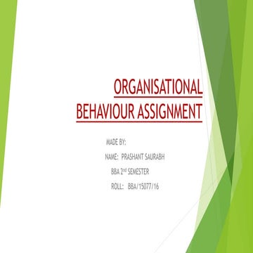 Organisational behaviour assignment prashant