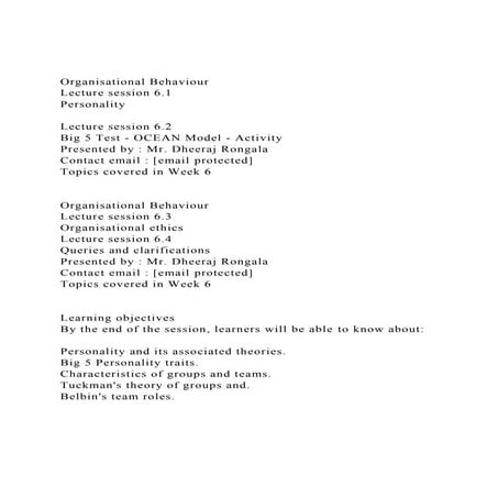Organisational BehaviourLecture session 6.1 PersonalityL.docx