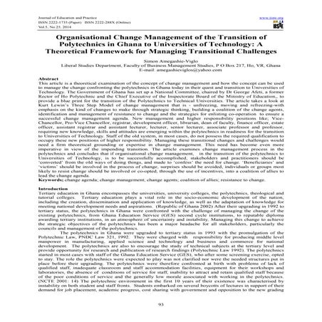 Organisational change management of the transition of polytechnics in ghana t...