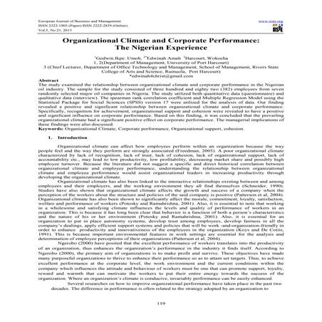 A STUDY ON THE IMPACT OF WORK ENVIRONMENT ON EMPLOYEE PERFORMANCE | PDF