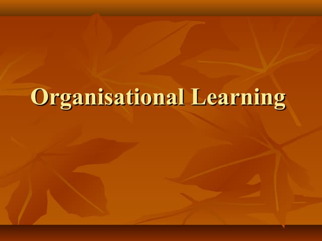 Organisational learning