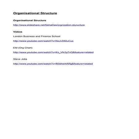 Organisational structure   presentation and videos