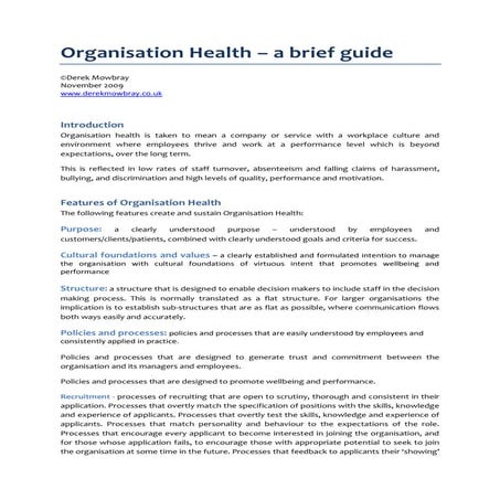 Organisation Health   A Brief Guide (Mas)