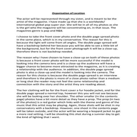 Organisation of location