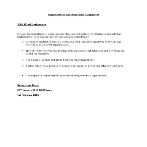 Organisations and behaviour assignment