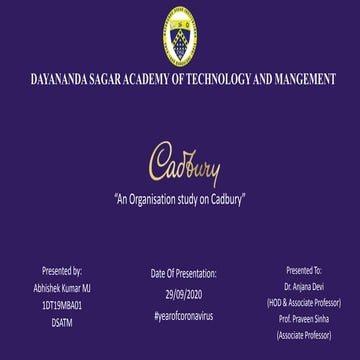 OrganiZation study on Cadbury - Mondelez