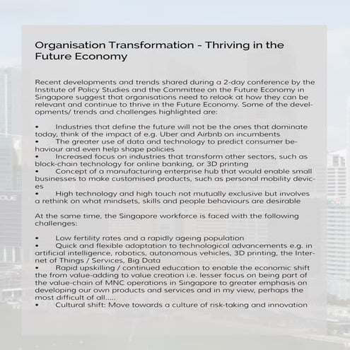 Organisation transformation - thriving in the future economy
