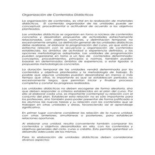 Organización de contenidos didácticos