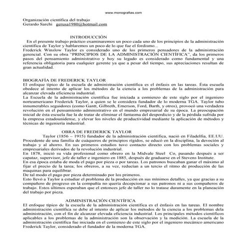 Organizacion cientifica-trabajo