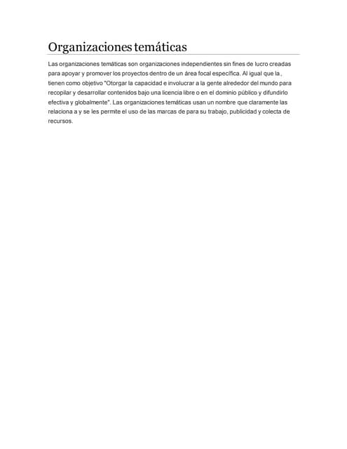 Organizaciones temáticas