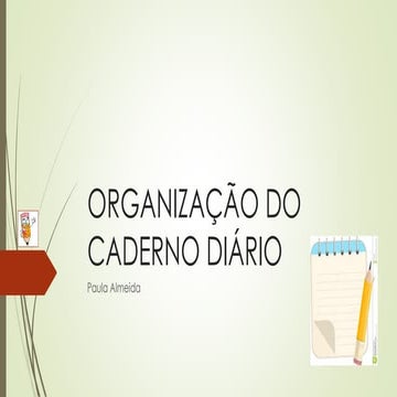 Organização do caderno diário