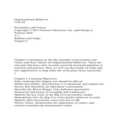 Organizational Behavior15th EdPersonality and ValuesCopy.docx