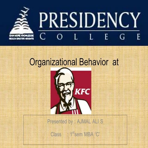 Organizational behavior at kfc