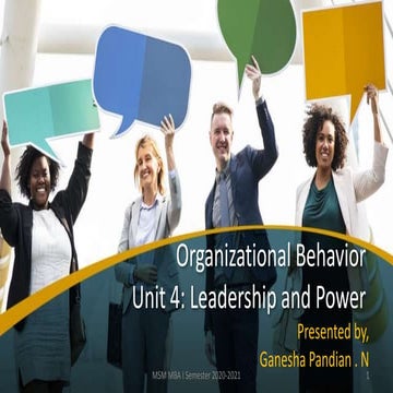 Organizational Behavior unit 4 Leadership and power and Politics