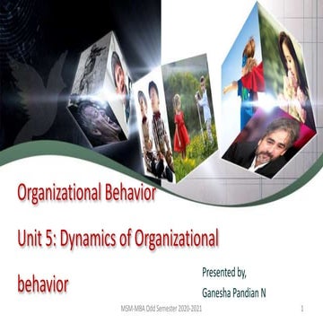 Organizational behavior unit 5 Dynamics of Organizational Behavior 