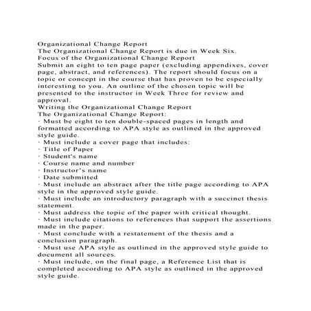 Organizational Change ReportThe Organizational Change Report is .docx