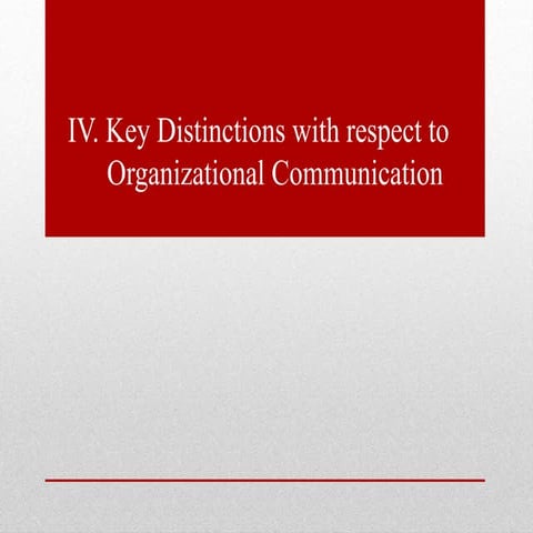 Organizational Communication (Key Distinctions)