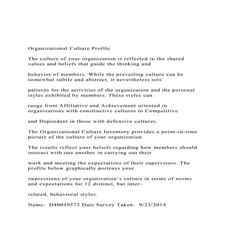 Organizational Culture Profile The culture of your organ.docx