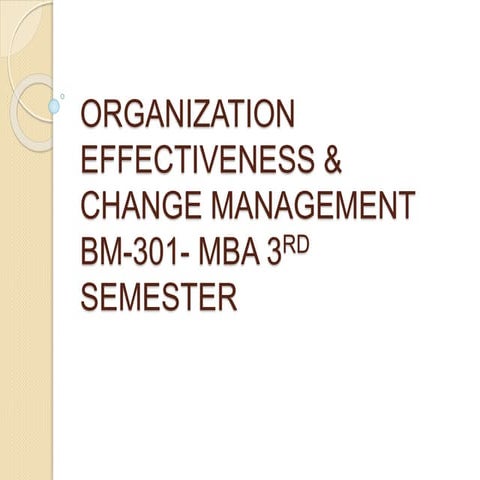 Organizational effectiveness and change mgt