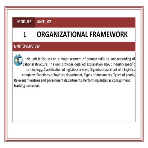 Organizational framework