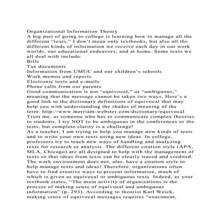Organizational Information Theory A big part of going to college.docx