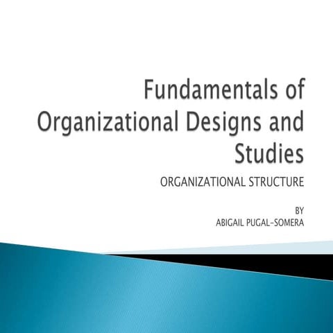Fundamentals of Organizational Designs and Studies