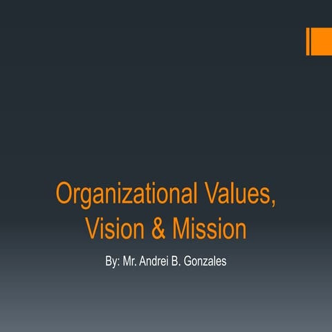 Organizational values, vision &amp; mission
