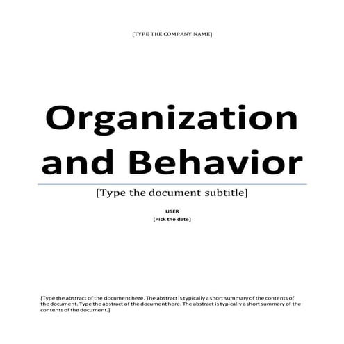 Organization and behavior