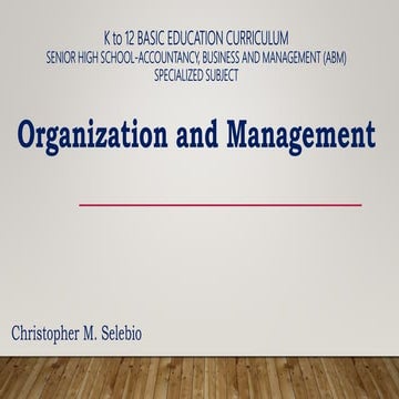 Organization and management planning