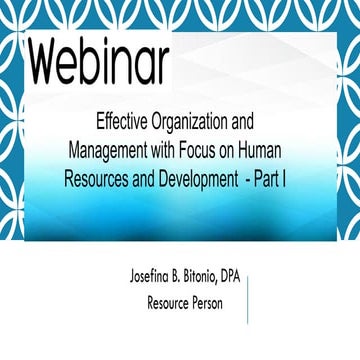 Organization and Management with focus on Human Resources and Development