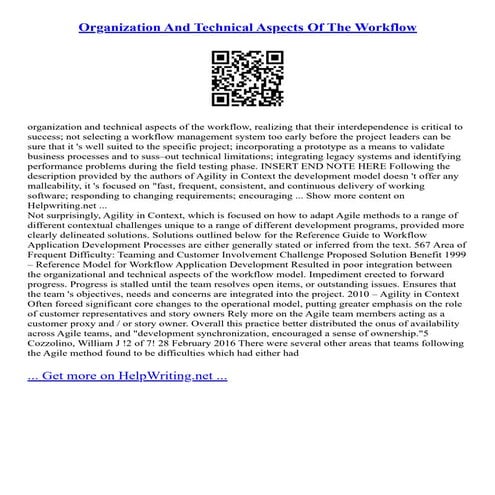 Organization And Technical Aspects Of The Workflow